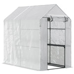 Serre de jardin PE avec étagère 2 niveaux, serre de balcon, bâche renforcée 140 g/m², acier, porte zippée