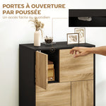 Buffet salon meuble de rangement armoire de cuisine portes à pousser et 4 placards style moderne 60 x 35 x 78 cm, noir