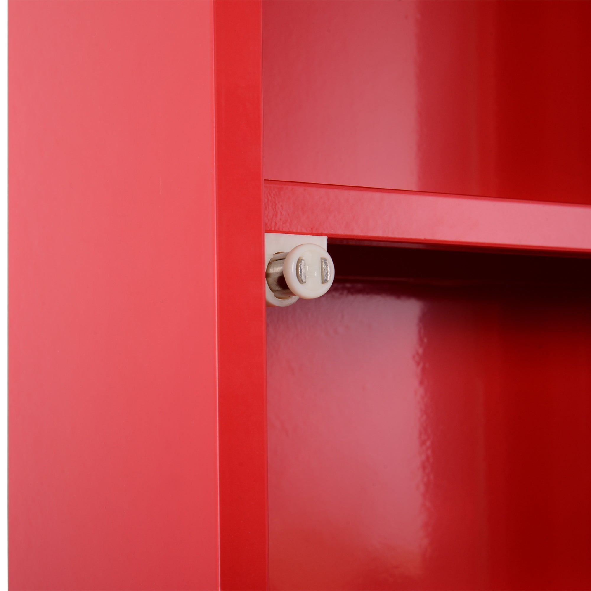 Lockable 3-Shelf 4-Tier Medicine Cabinet, Frosted Tempered Glass Door with Cross Logo, 30L x 12W x 60H cm, Red Steel