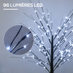 Arbre lumineux LED - décoration lumineuse blanc froid - 96 LEDs - usage intérieur - 150 cm - décoration de noël chambre maison marron