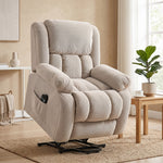 Elektrische sta-op-stoel, massage en verwarming, voetensteun, verstelbare rugleuning, afstandsbediening, 93x104x100cm, beige