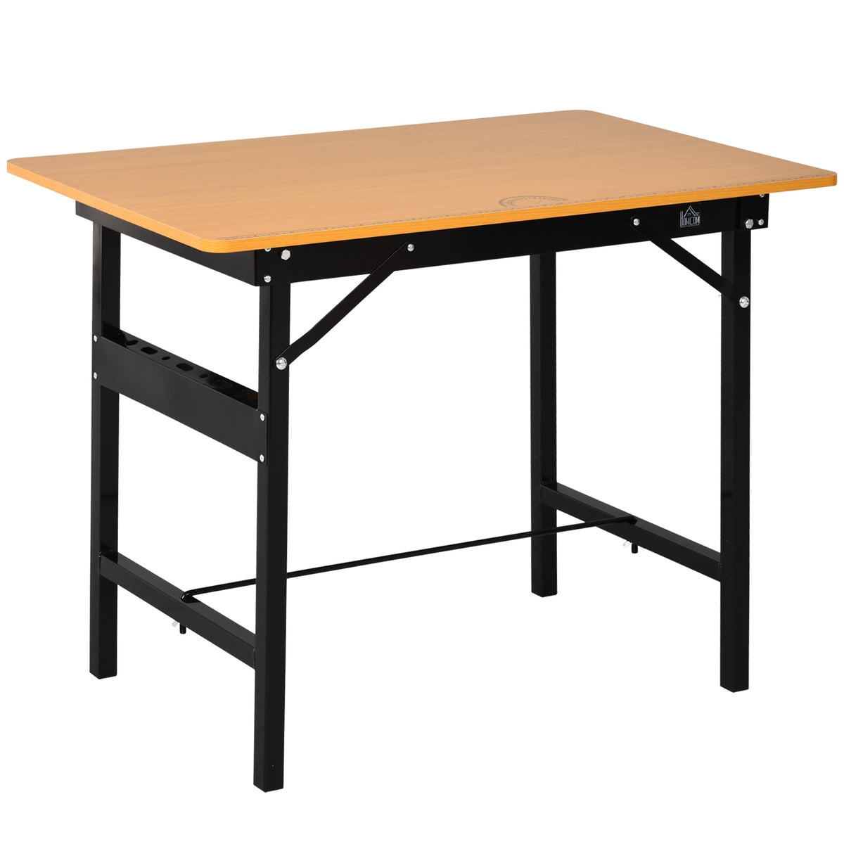 Opvouwbare werkbank, inklapbare werktafel met liniaal en gradenboog, MDF-werktafel 100 x 60 x 75,5 cm, geel/zwart