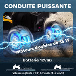 Quad électrique enfant 12 V, voiture électrique enfants 2 moteurs 2 vitesses 3-6 km/h, phares LED, klaxon, pour enfant de 3 à 5 ans, poignée et selle ergonomique, jaune