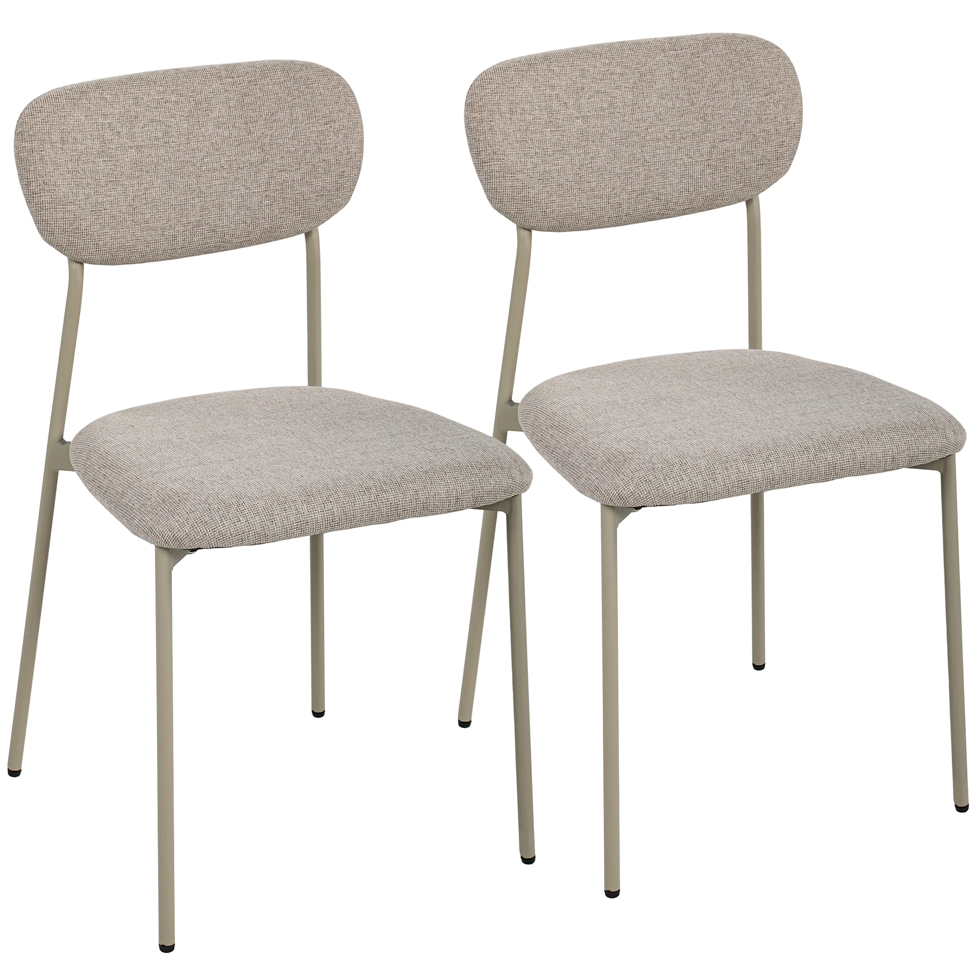 Lot de 2 chaises de salle à manger modernes, chaises de cuisine empilables en tissu effet lin, marron clair