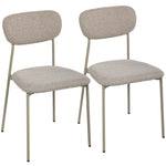 Lot de 2 chaises de salle à manger modernes, chaises de cuisine empilables en tissu effet lin, marron clair