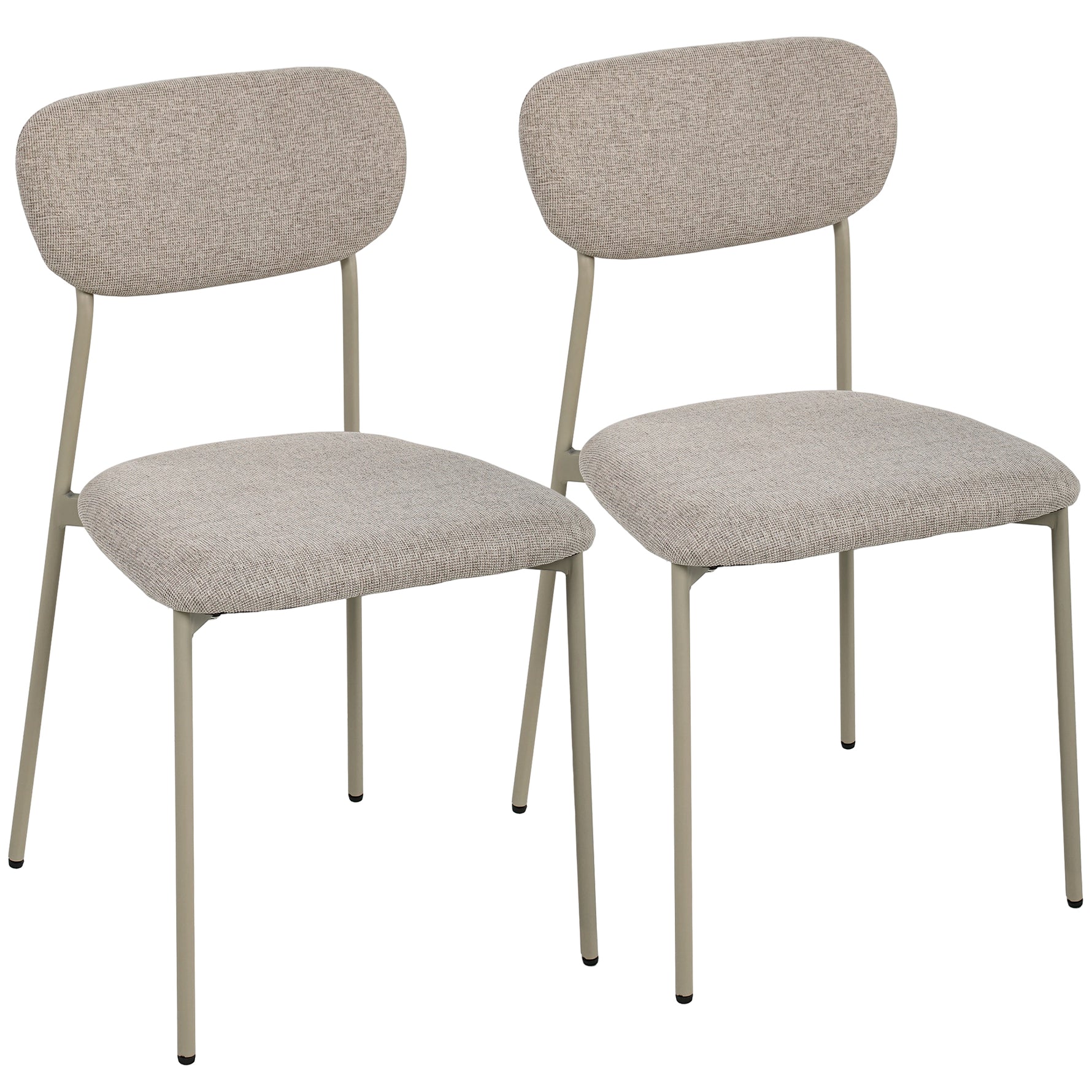 Lot de 2 chaises de salle à manger modernes, chaises de cuisine empilables en tissu effet lin, marron clair