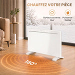 WLAN-fähiger Elektroheizkörper 1500 W, freistehend oder wandmontiert, Sprachsteuerung, 4 Modi, LED-Display, 70x21,5x43,5 cm, weiß