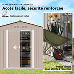 Abri de jardin 5,4 m² 2,77 x 1,95 x 1,92 m kit de fondation porte coulissante ventilations tôle acier, gris clair