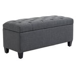 Banc de rangement pouf salon bout de lit coffre de rangement pour salon, chambre, entrée, 100 x 40 x 44 cm, gris foncé