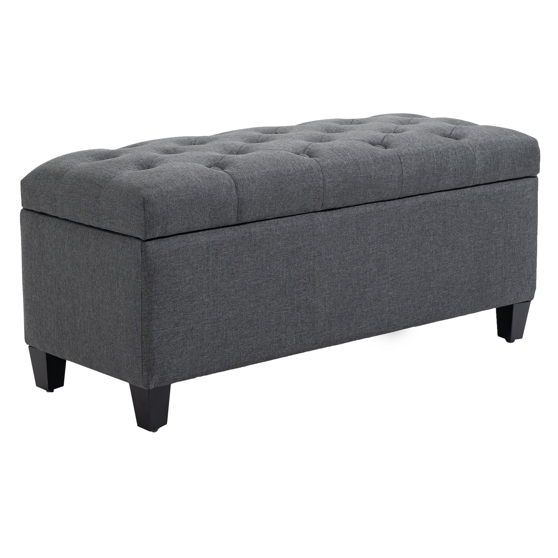 Banc de rangement pouf salon bout de lit coffre de rangement pour salon, chambre, entrée, 100 x 40 x 44 cm, gris foncé