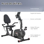 Vélo d'Appartement Semi-Allongé avec Roulettes - Vélo Couché Magnétique Silencieux pour Rééducation et Seniors - Siège Réglable avec Cordes de Résistance pour Fitness à la Maison, Noir