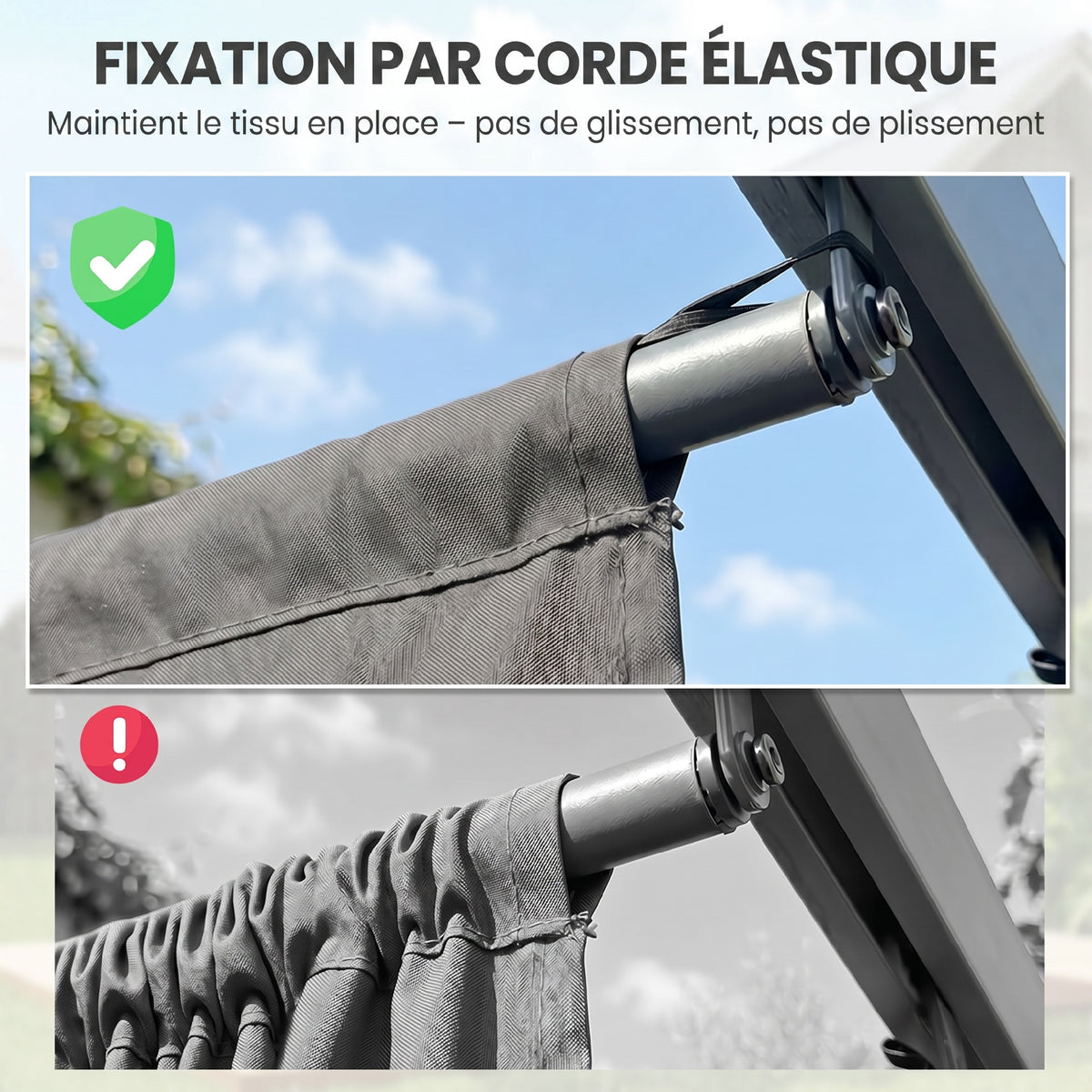Toile de toit pour pergola tonnelle rétractable de 4 x 3 m - toile uniquement 350 x 260 cm gris clair