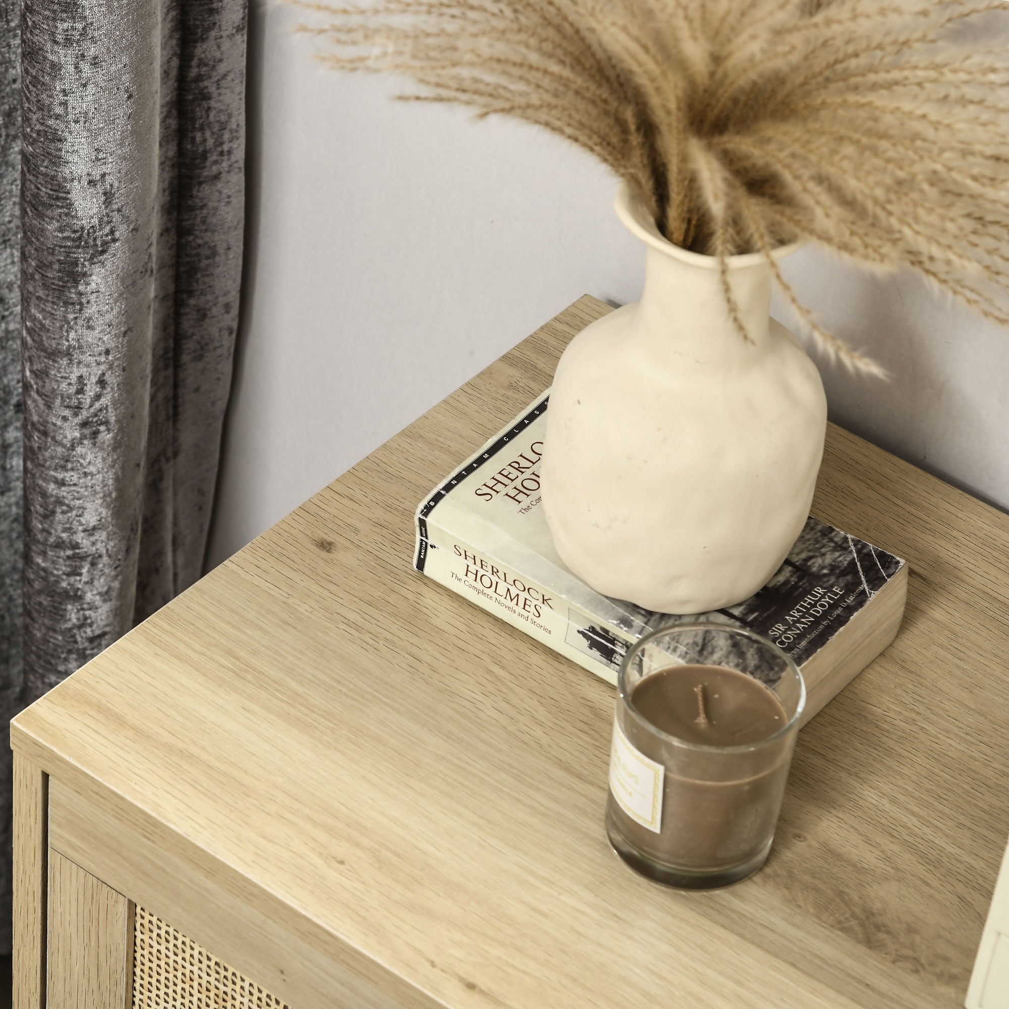 Bohème-Design-Kommode aus Rattan mit 4 Schubladen, Aufbewahrungsmöbel für Wohnzimmer, Flur, Eingangsbereich, Naturholz