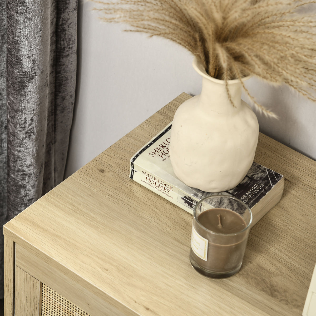 Bohemien design ladekast van rotan met 4 lades, opbergmeubel voor de woonkamer, de gang, de hal, naturel hout