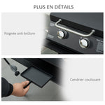 Barbecue gaz de Table transportable Pieds Pliables - 2 brûleurs 5 KW - Barbecue gaz de Camping - Grille de