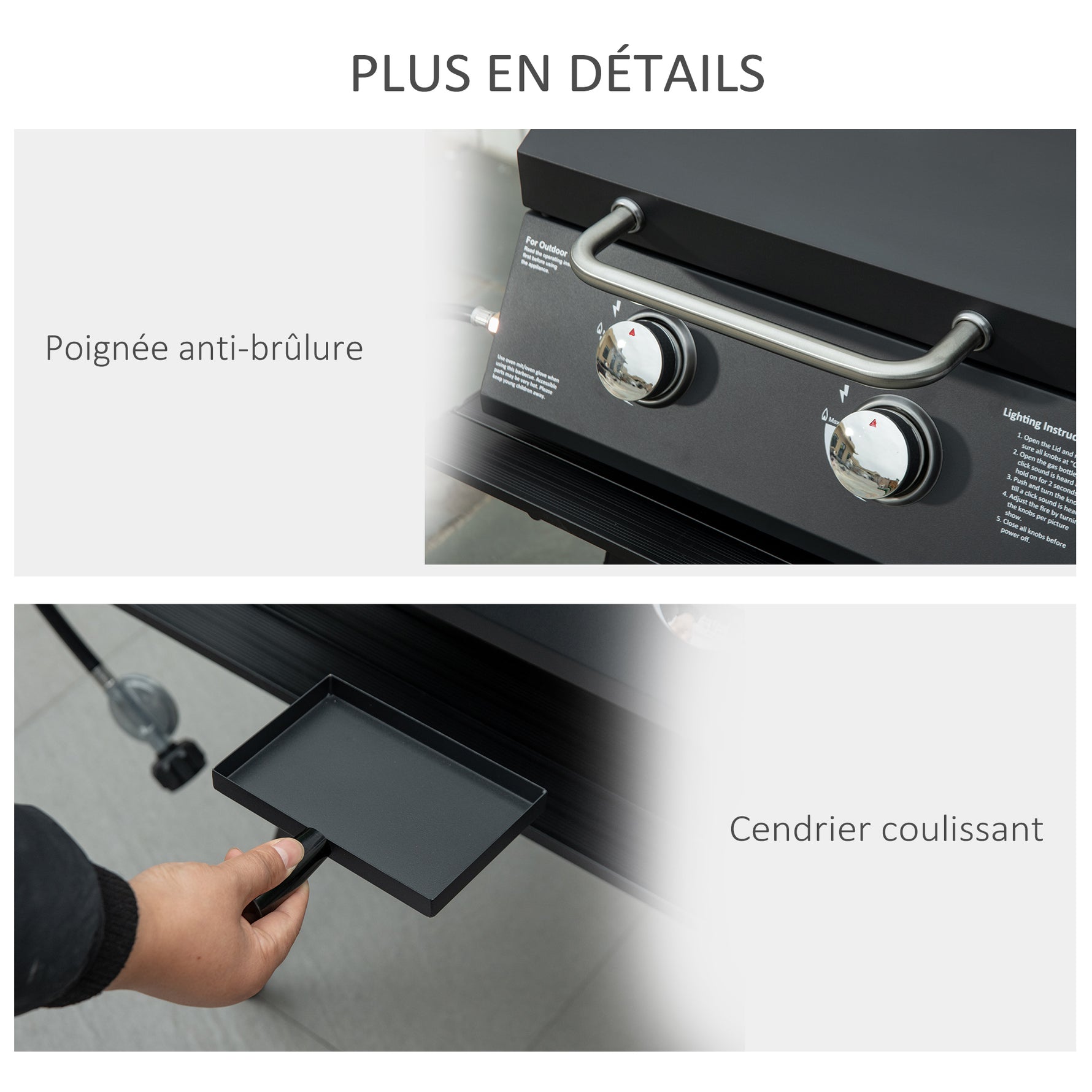 Barbecue gaz de Table transportable Pieds Pliables - 2 brûleurs 5 KW - Barbecue gaz de Camping - Grille de