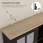 Buffet cuisine, meuble cuisine rangement haut, meuble de rangement avec plan de travail, 3 portes vitrées, 2