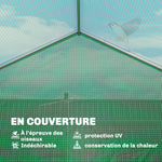 Serre tunnel de jardin 6m², serre de jardin avec étagères, porte et 6 fenêtres, cadre en acier galvanisé, vert