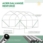 Serre de jardin tunnel 10,4 m² serre de jardin anti-UV porte zippée enroulable fenêtres maille 350 x 300 x 200 cm vert