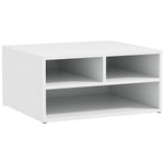Organiseur bureau aspect blanc avec 3 compartiments fournitures support d'imprimante 47 x 40 x 22,5 cm