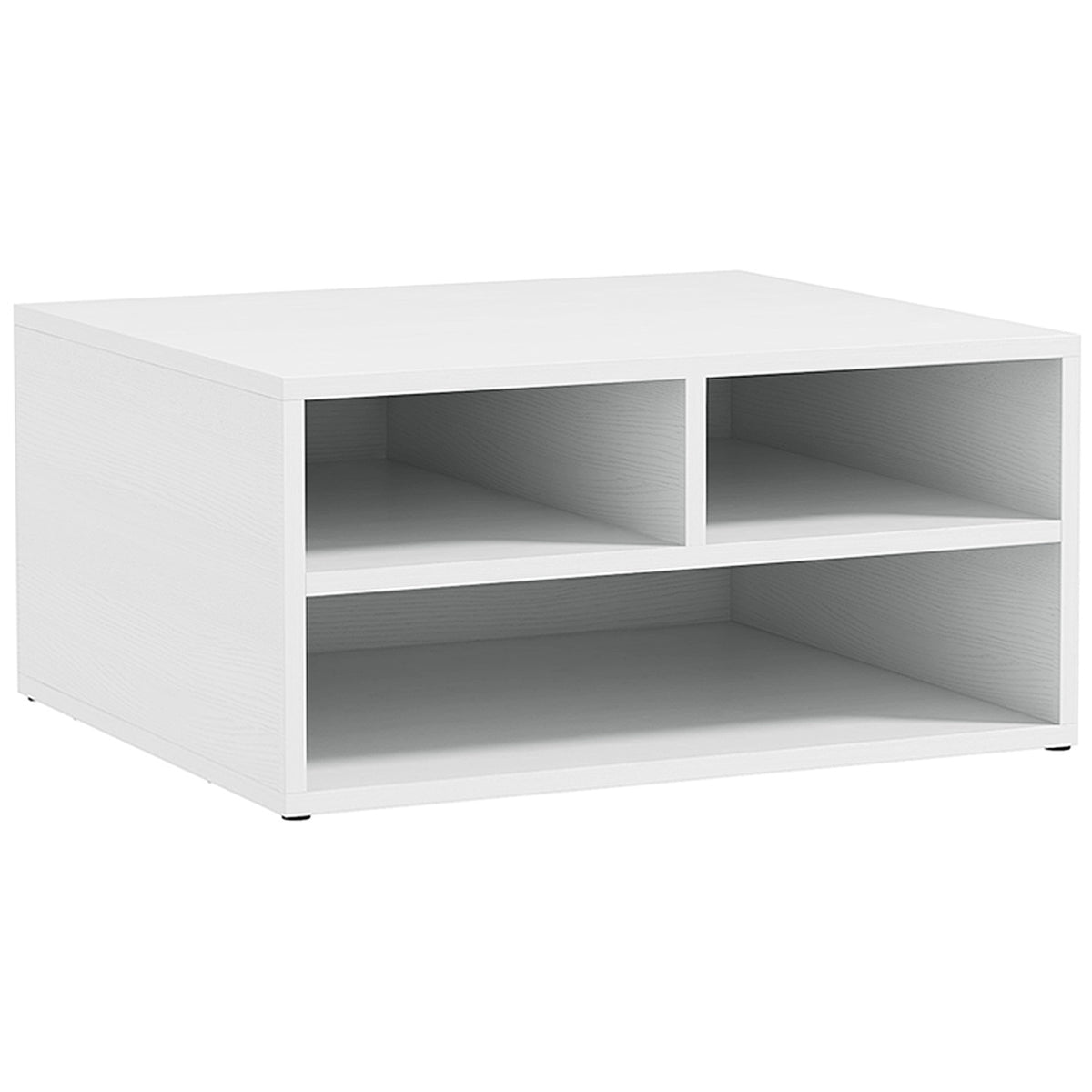 Organiseur bureau aspect blanc avec 3 compartiments fournitures support d'imprimante 47 x 40 x 22,5 cm