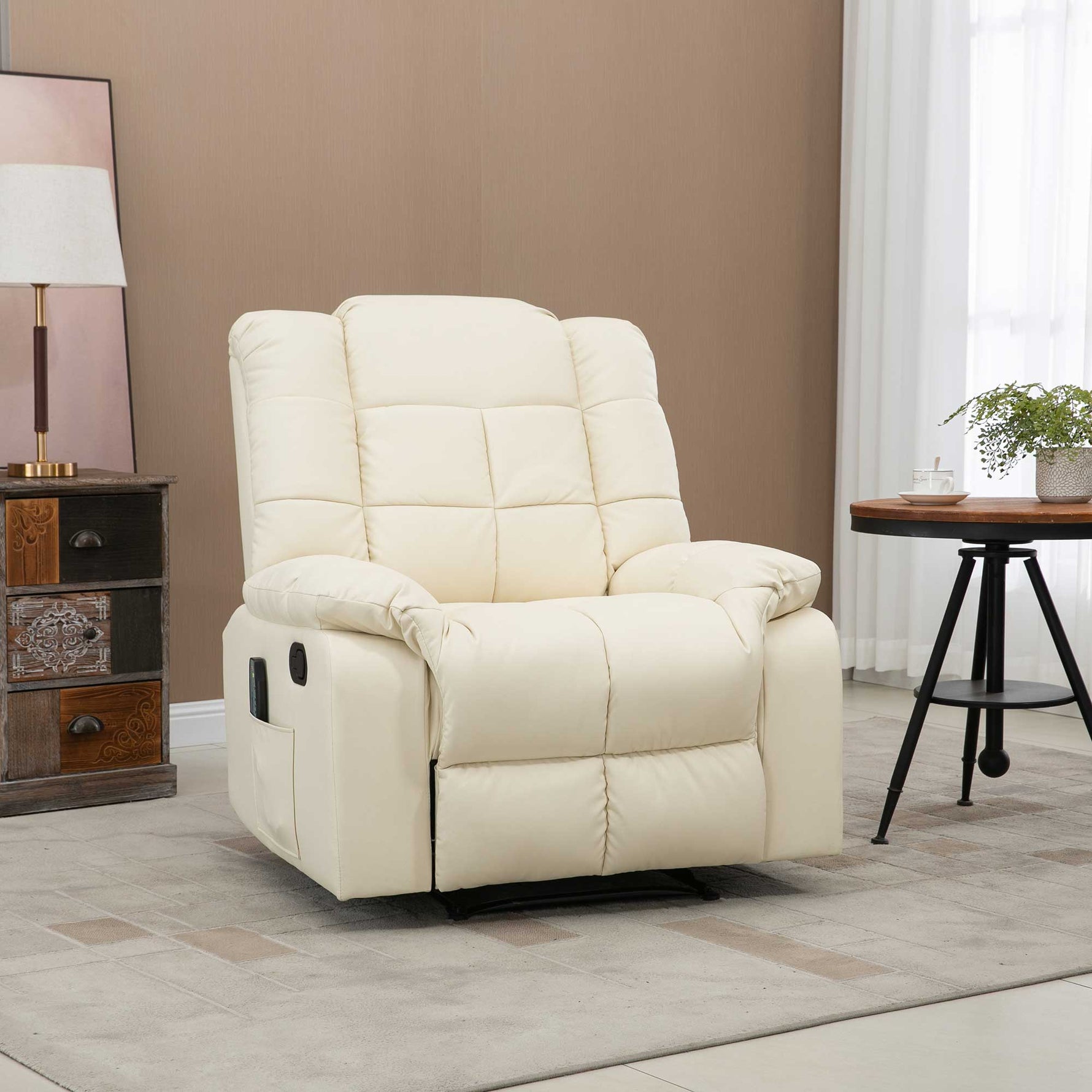 Fauteuil de massage fauteuil de relaxation massant dossier inclinable repose-pied fauteuil TV revêtement synthétique