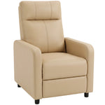 Fauteuil Relax Inclinable, Fauteuil de Relaxation en PU avec Repose-Pieds, Dossier Réglable par Poussée, Beige
