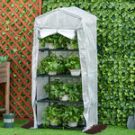 Serra da giardino per balcone, scaffale serra a 4 ripiani, acciaio epossidico, telo rimovibile in PE ad alta densità, 70 x 50 x 160 cm, bianco
