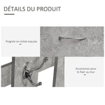 Ensembles 3 en 1 de meuble d'entrée vestiaire avec panneau porte-manteau, miroir et banc à chaussures - 6 crochets et étagère réglable, effet béton gris