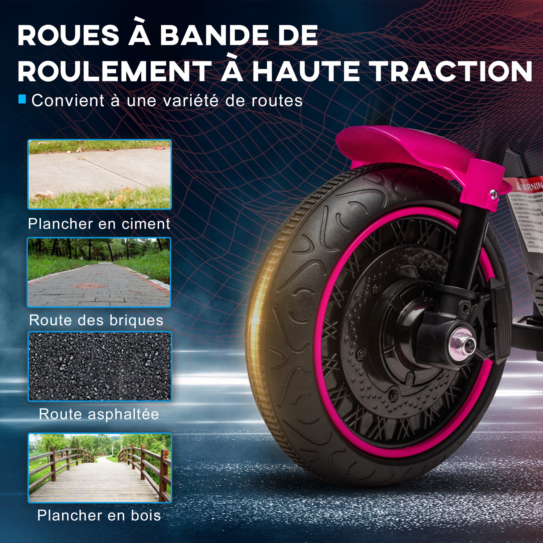 Moto électrique pour enfants 3 km/h 6V avec phare LED 2 roues d'entraînement de 18 à 36 mois avec moteur puissant rose