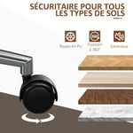 Chaise de bureau design vintage hauteur réglable pivotant 360° bois peuplier revêtement synthétique 53 x 53 x 77-87 cm