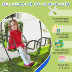 Balançoire pour enfants structure en métal avec poignée pour 2 enfants de 3 à 6 ans 110,5 x 40,5 x 180 cm vert