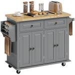 Desserte ilôt de cuisine multi rangements 2 tiroirs 2 placard 2 portes avec étagère range-bouteille