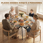 Table à Manger Ronde pour 4 Personnes 100 cm, Style Industriel avec Plateau Aspect Bois, Piètement Croisé en Acier, Gris