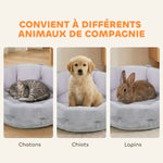 Lit pour chat réversible, lit pour chats d'intérieur et petits chiens, lit rond avec rebord de soutien, gris clair