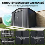 Abri de Jardin 2,42 m² - Remise pour Outils avec Fondation - cabanon Porte verrouillable - tôle d'acier Gris