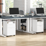 Lot de 2 caissons de bureau rangement de bureau sur roulettes tiroir placard niche panneaux particules blanc