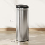 Poubelle cuisine automatique 50L acier inoxydable, poubelle à couvercle à fermeture en douceur, 30,5x30,5x85cm, argent