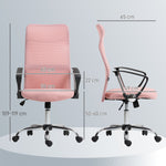 Fauteuil de bureau manager dossier ergonomique hauteur assise réglable pivotant tissu maille 63x65x119109-119cm rose