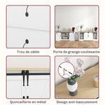 Buffet meuble de rangement avec 2 portes coulissantes étagères réglables 150l x 40P x 72H cm en bois blanc chêne