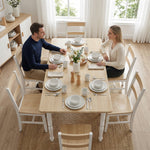 Table à manger pliante pour 2 à 6 personnes 74-134 cm, table de cuisine avec 2 abattants, pieds en acier, bois naturel