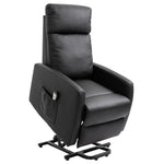 Sillón relax eléctrico reclinable con reposapiés ajustable y mando a distancia, tapizado sintético negro