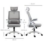 Sedia da ufficio regolabile in tessuto a rete di poliestere, schienale ergonomico reclinabile girevole grigio