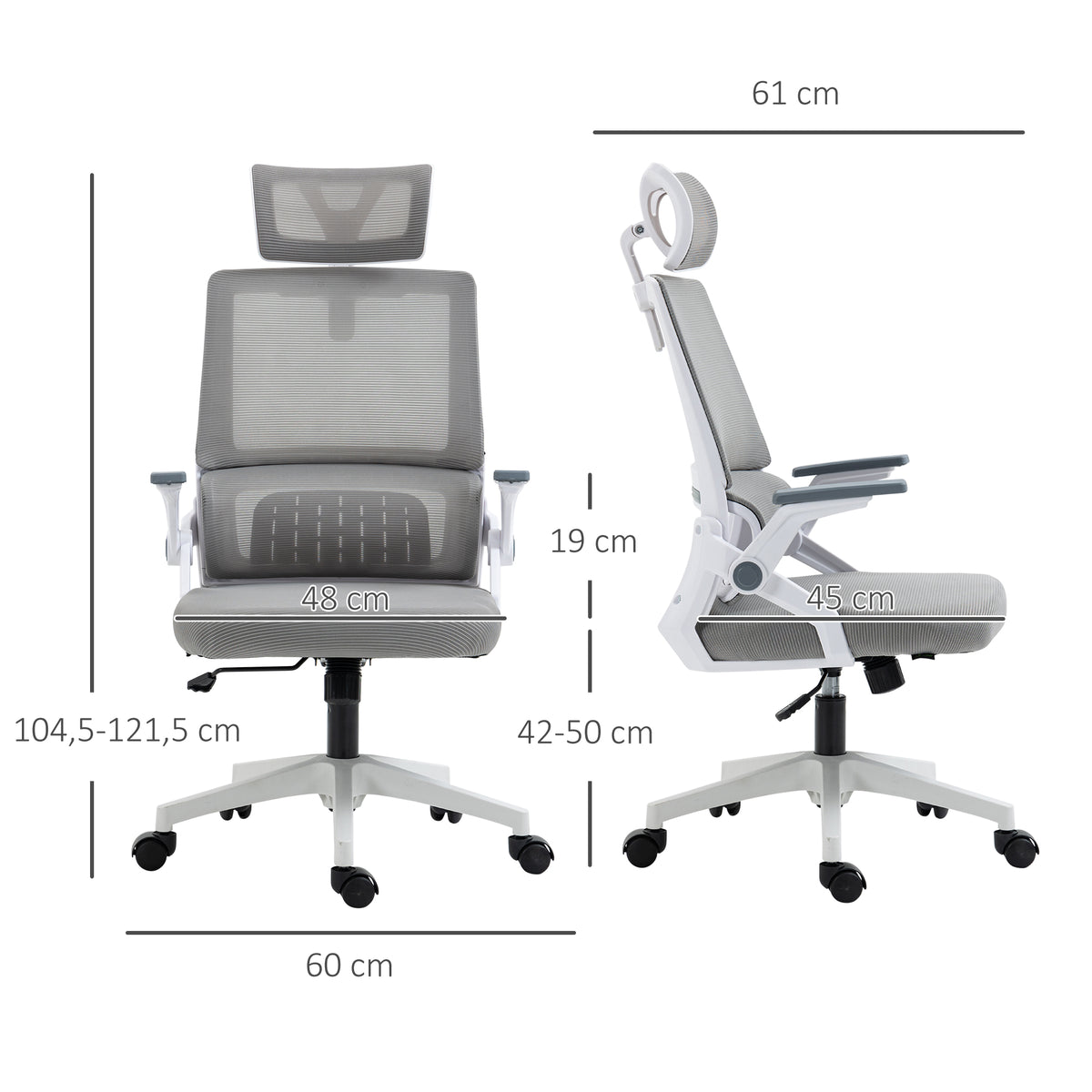 Sedia da ufficio regolabile in tessuto a rete di poliestere, schienale ergonomico reclinabile girevole grigio