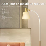 Lampadaire de salon réglable en hauteur 127-160 cm avec interrupteur, douille E27, blanc