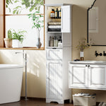 Meuble colonne salle de bain avec éclairage LED, meuble de rangement étroit, tiroir, 2 portes, 40x30x170cm, blanc