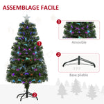 Sapin de Noël Artificiel Arbre de Noël Lumineux 120cm en Fibre Optique Deco Noël lumière à Variation de Couleurs 130 LED Vert