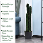 Cactus artificiel grand réalisme plante artificielle grande taille dim. Ø 17 x 98H cm vert