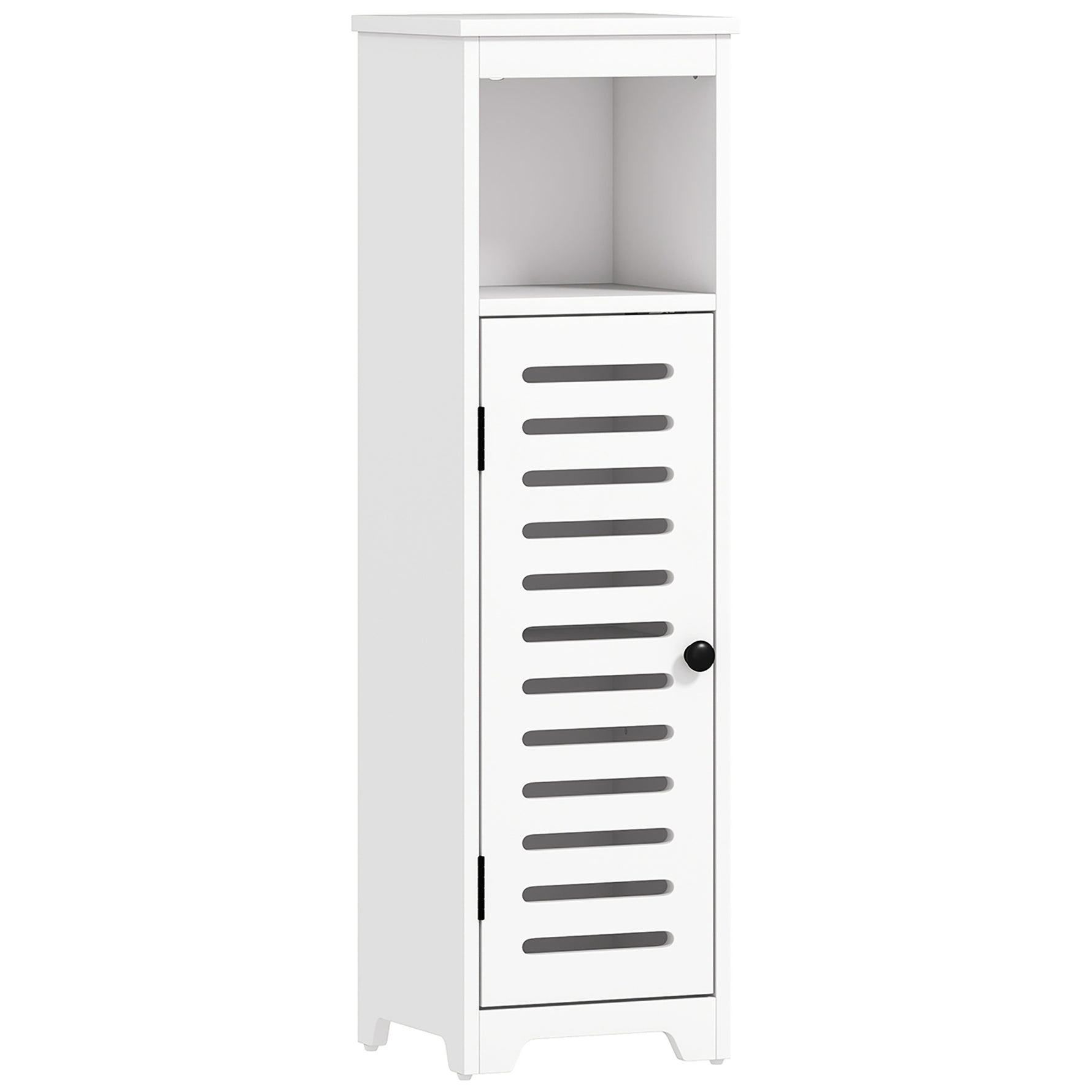 Meuble salle de bain, armoire salle de bain 4 niveaux  porte persienne, étagère ouvert, 22x20x75cm, blanc