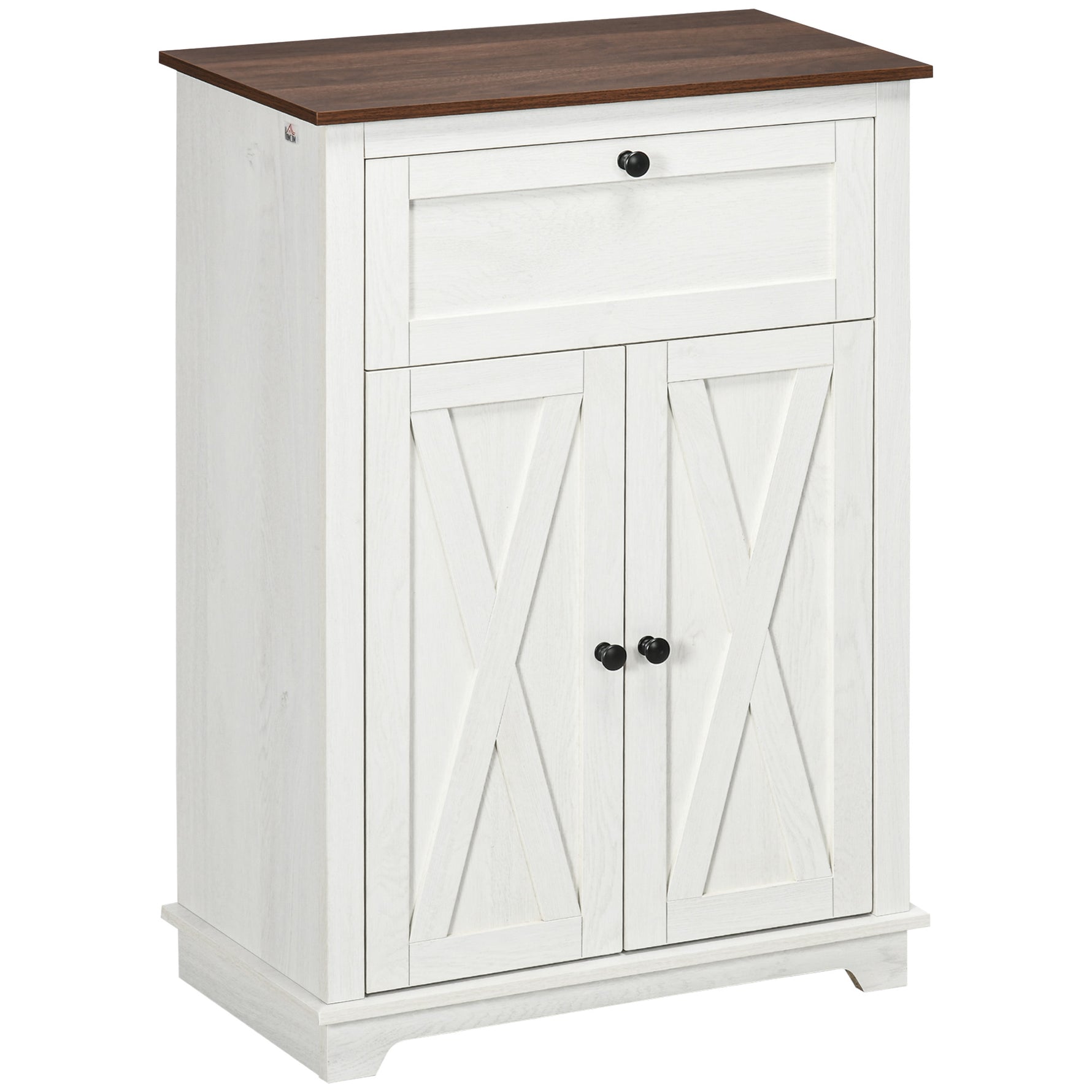 Meuble de rangement buffet multi-rangements 2 portes avec étagère réglable 1 tiroir, dim. 60L x 30P x 87,5H cm